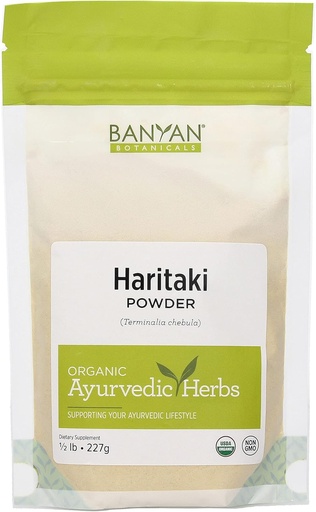 [BRSWIYYPAIOROG3A] Banyan botanikoak Haritaki hauts - Ziurtatu organikoak, 1/2 libra - Terminalia chebula - Detoxification & gaztetzea* - Organikoa, Vegan, Ez-GMO, Gluten Free, Bidezko Merkataritzako Azoka Ziurtatua