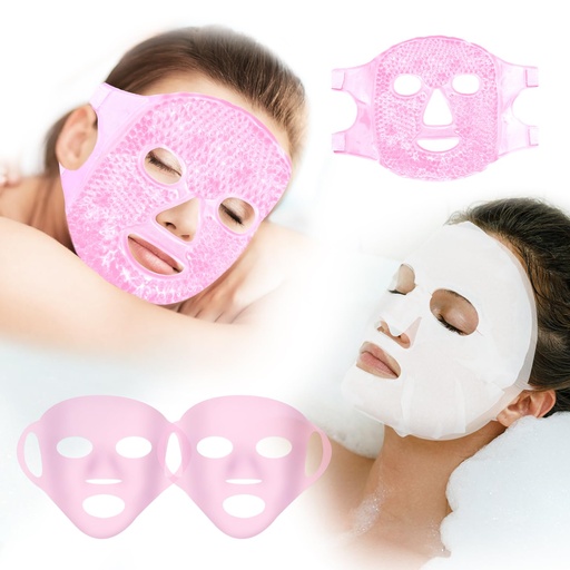 [BRSRAYACCFYQIYLA] Reusable Ice Face Mask Set - Hot & Cold Therapy for Migraine, Wisdom Tooth Pain, Puffiness Relief with 2 Silicone Covers, Cooling Gel Pad for Swelling