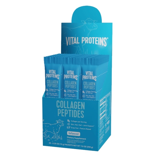 [BRSWKGYHBAFWC3LE] Vital Proteins Collagen Peptides Powder Supplement, Hydrolyzed Collagen Peptides Travel Pack, 20 Individual Packets