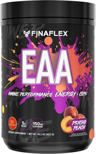 [BRSRMFT7OAIGAEIY] FINAFLEX EAA, Psycho Peach - 14.2 oz - fremmer ytelse, energi og kutt - med BCAA, L-Glutamin, L-Arginin, Acetyl-L-Carnitine & Koffein - 30 Services