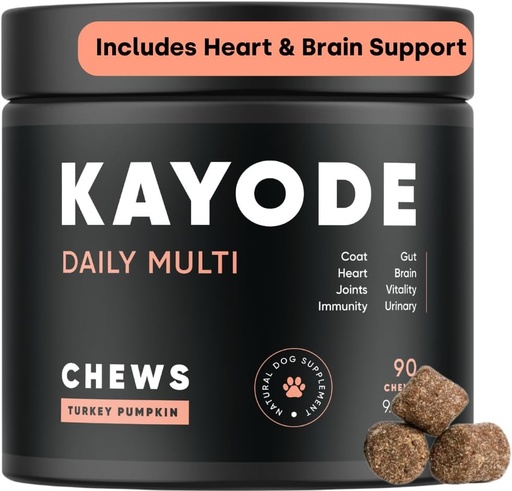 [BRSROZA5PN5GY2AU] Kayode Daily Multi - Dog Multivitamin & Superfood Chew. Fill Nutrient Gaps. Helps Joints, Digestion, Heart, Brain, Urinary & More. Add Nutrients Dog Food Misses. Great for Puppies Too.