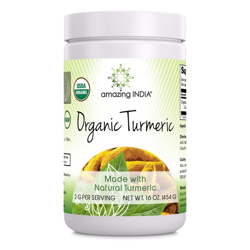 [BRSWKHDYOYHAIC3X] Amazing India USDA Certified Organic Turmeric Powder 16 Oz (1 Lb) Supplement | Non-GMO | Gluten Free | Made in USA