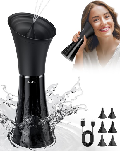 [BRSRAFICCQMB6HQ2] HeaDot Ear Wax Removal con temperatura de agua inteligente, limpiador de oído alimentado por agua con 6 consejos, seguro y eficaz kit de eliminación de cera de oído con 4 niveles de presión - IPX7