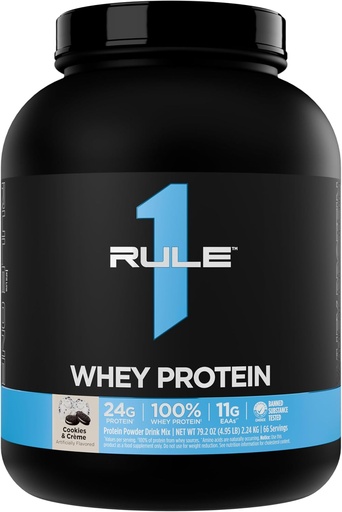 [BRSW2BA5B4HQM3TO] Regla 1 Whey Protein – 24g Fast-Acting Protein from All-Whey Sources with Naturally Occurring EAAs " BCAAs for Workout Recovery or Anytime Use (5 libras*, Cookies " Crème)