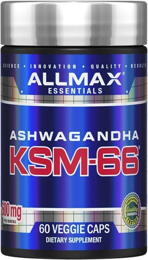 [BRSRMGINOQMWOHTP] ALLMAX Essentials Ashwagandha KSM-66 (60 Veggie Caps) - Αύξηση μυϊκή δύναμη & ανάκτηση - Μη ΓΤΟ, Χωρίς γλουτένη - 30 Υπηρεσίες