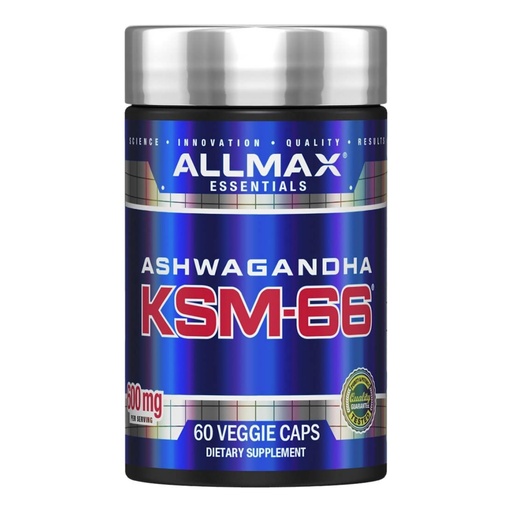 [BRSRMGINOQMWOHTP] ALLMAX Essentials Ashwagandha KSM-66 - 60 Veggie Caps - Increase Muscle Strength & Recovery - Non-GMO, Gluten Free - 30 Servings