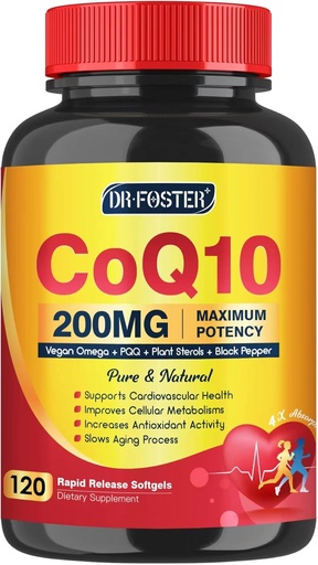 [BRSRMCABDF5RMDYZ] CoQ10 200mg Softgels with Vitamin E & Omega 3-6 -9 & PQQ - High Absorption Coenzyme Q10 with Bioperine | Maximum Antioxidant | Heart Supports & Cellular Energy Production Supplement | 120 Servings