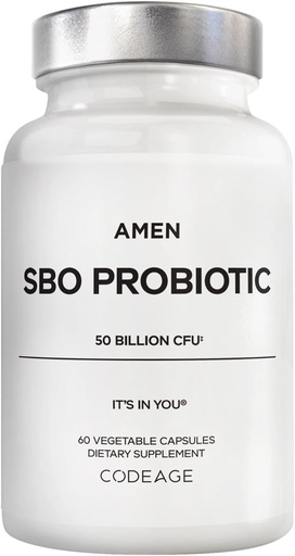 [BRSWGAY5ORYRMCLB] Amen Probiotikoak, SBO Probiotikoak eta Prebiotikoak, 50 Billion CFU, Shelf Stable, Ez Hotzik behar, Flora Daily Probiotikoa Emakumeak eta Gizonak, Vegan & Non-GMO, 60 kapsulak