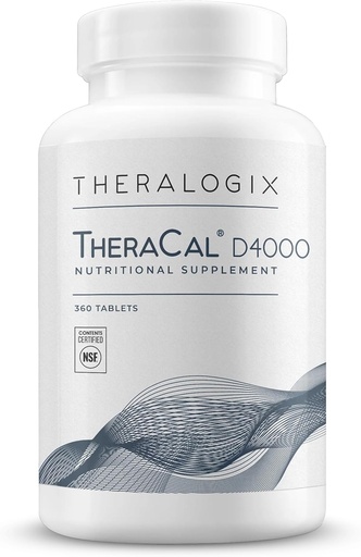 [BRSWYCQQPMDROELP] Theralogix TheraCal D4000 - Bone Health Support Supplement with Calcium, Magnesium, Vitamina D3, Vitamina K2 " Boron* - 90-Day Supply - NSF certificado - 360 Tablets