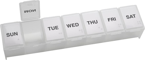 [BRSW2HAFAF5WC2QZ] EZY DOSE Weekly (7-día) Case pílula diaria, planificador de medicamentos, Organizador de vitaminas, Contenedor de suplementos, Conveniente e fácil de usar, Grandes comparacións, Travel Friendly, Clear, Made in USA, BPA Free