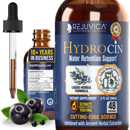 [BRSWGZYBOQFQGDLO] Rejuvica Health Hydrocin Liquid Diuretic Supplement – Water Retention Support with Dandelion, Uva Ursi, Juniper Berry, Celery Seed & Green Tea – Fast Absorption Alcohol-Free Drops