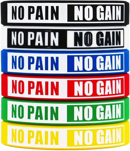 [BRSROELYCN7WKDL7] No Pain No Gain Wristbands Motivational Bulk Inspirational Silicone Fitness Bracelets Stretch Unisex Sport Wristbands for Teens Men Women