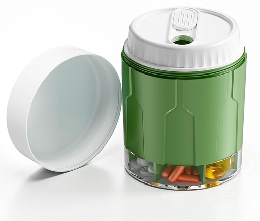[BRSROGT2OVYGKDTK] Large Pill Organizer, Daily Pill Dispenser Bottles with 7 Large Compartments，Jumbo Pill Box, Pill Storage Container for Vitamin, Fish Oil, Medicine Supplement, Easy Turn Lid with Attached Label, Green