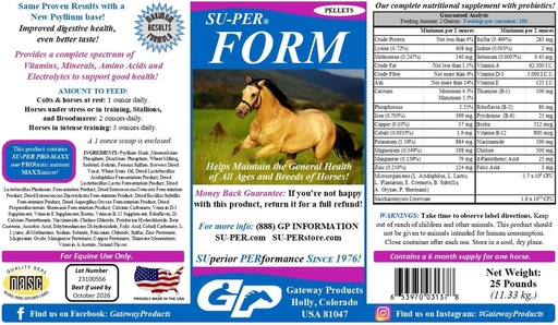[BRSROHYZOQPAOCDL] SU-PER Form Horse Vitamins and Minerals Pellets - Nutritional Supplement with Probiotics - Vitamins, Minerals, Amino Acids & Electrolytes - Helps Maintain General Health - 25 Pounds, 6 Month Supply