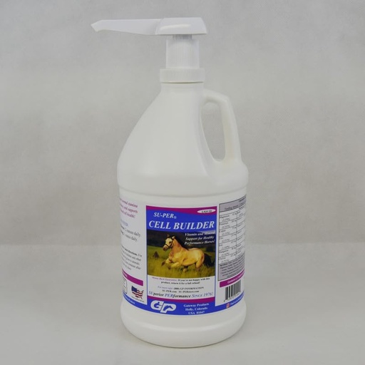 [BRSROBQLAR7BYDLV] SU-PER Cell Builder Horse Supplement - High Iron Vitamin Mineral Equine Blood Builder Liquid for Performance Horses - 1/2 Gallon + Pump