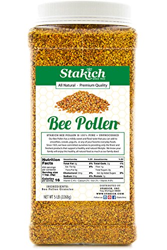 [BRSWIYYEOEFREDDI] Stakich Bee Pollen Granules - Natural, Unprocessed, Energy Support - 5 lb