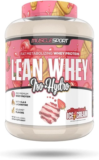 [BRSWK2QFPIPA4CTK] Musclesport Lean Whey RevolutionTM Protein Powder - Whey Protein Isolate - Low Calorie, Low Carb, Low Fat, Incredible Flavors - 25g Protein per Scoop - 5lb Клубничный крем