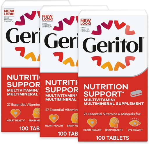 [BRSROBI2OFYQAALO] Gertiol, Multivitamin suplementari, Conté B-Vitamins, Antioxides, Viminades C, E i Iron, 27 Viminades i Menals, Guten-Free, No-GMO, A Sweetens, 100 taules, 3 paquet