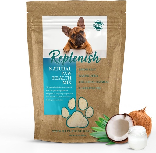 [BRSWYBILDEMWO2TX] Replenish Dog Paw Healing Solution – All Natural Epsom Salt for Dogs Paws - Medicated Paw Solution " Moisturizer for Dry Cracked Paws - Epsom Salt Treatment - Spa Paw Protection for Dogs