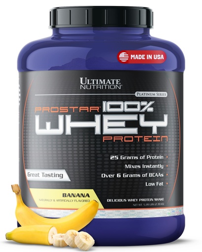 [BRSWIYQOBB4GKCTU] Ultimate Nutrition Prostar Whey Protein Powder Isolate, Banana - Low Carb, High Protein Powder Shake for Muscle Gain & Recovery - Low Sodium, Low-Fat & Keto Friendly - 5.28 lbs Tub