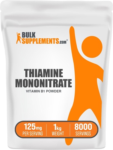 [BRSWIAY5OYNQOA3G] BulkSupplements.com Poudre de mononitrate de thiamine - Poudre de vitamine B1, supplément de thiamine B1 - Vitamines B1 sans gluten, 125 mg par portion, 5 kg (11 lbs) (paquet de 5)