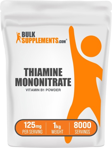 [BRSWIAY5OYNQOA3G] BulkSupplements.com Thiamine Mononitrate Powder - Vitamin B1 Powder, Thiamine B1 Supplement - B1 Vitamins, Gluten Free, 125mg per Serving, 5kg (11 lbs) (Pack of 5)