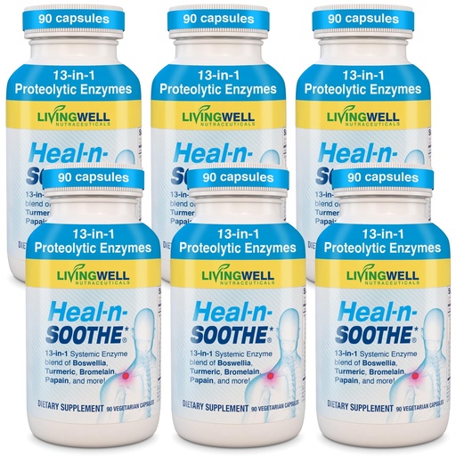 [BRSRMH33OICGEET3] HEAL-N-SOOTHE Proteolytic Systemic Enzymes – Joint Supplement with Bromelain, Papain, Boswellia – Joint Mobility, Muscle Flexibility, Protein Digestion, Circulatory & Immune Health - 90 Count (6 Pack)