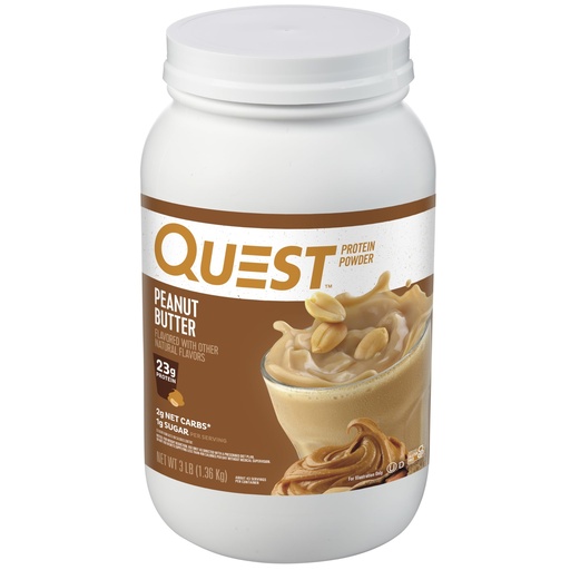 [BRSWGHTQOEGWAAD4] Quest Nutrition Peanut Butter Protein Powder, 23g Protein, 1g Sugar, Low Carb, Gluten Free, 3 Pound, 43 Servings