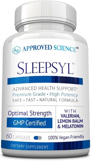 [BRSRAZYODIHRY23D] Approved Science Sleepsyl - Sleep Supplement - Valerian Root, Lemon Balm, Melatonin, Chamomile, L-Ornithine - Vegan, 60 Capsules