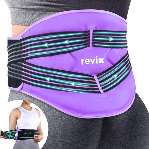 [BRSROFL4CB7QG2TL] REVIX Reusable Large Back Ice Packs with Compression Straps, Adjustable Lower Back Ice Wrap for Lumbar, Sciatic Nerve, Soft Plush Lining, Cold Compress Therapy