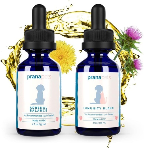 [BRSW2AIOCMMWKD36] PranaPets Adrenal Immunity Regimen | Adrenal Balance for Dogs with Cushing’s & Immunity Blend Supplement for Dogs & Cats