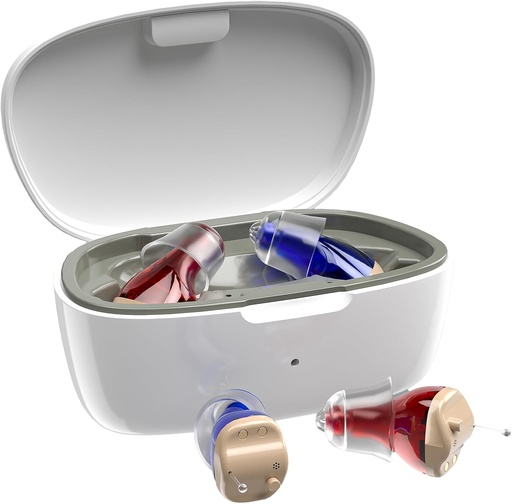 [BRSRAGQ2BUDWK3DO] Hearing Aids for Seniors, Hearing Aid Rechargeable for Hearing Loss, Personal Hearing Amplifier with Volume Control and Portable Magnetic Charging Case, Noise Canceling Hearing Aids (White)