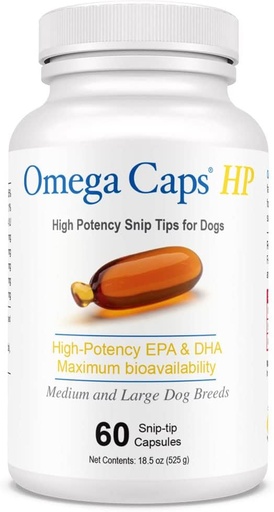[BRSWIYIMOUMQOE3Y] Omega Caps HP Snip Tips for Medium and Large Dogs High Potency EPA and DHA Maximum Bioavailability Fish Oil Supplement Vet Formulated Made in USA Skin Coat Joint and Heart Health 60 Capsules