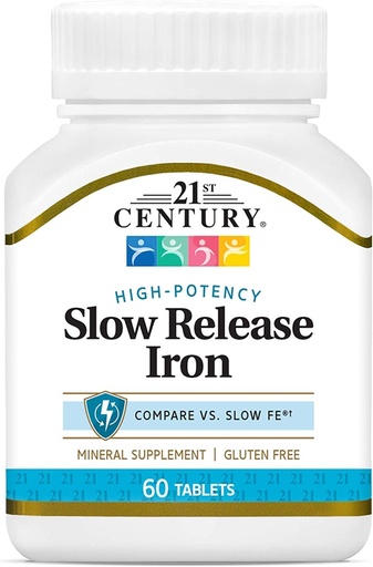 [BRSWKGYIBIBGO3LK] 21st Century Slow Release Iron Tablets 60 ea (Pack of 12) - Packaging May Vary