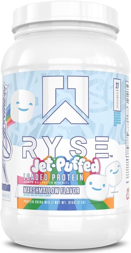 [BRSRMFQ5BYARMGQV] RYSE Зареден протеин на прах - Jet-Puffed Marshmallow - 25g Whey Protein Изолирайте и концентрирайте с Prebiotic Fiber & MCTs - ниско съдържание на въглехидрати, ниска захар, Digestive-Friendly - 27 Serves / 2 Lb Tub
