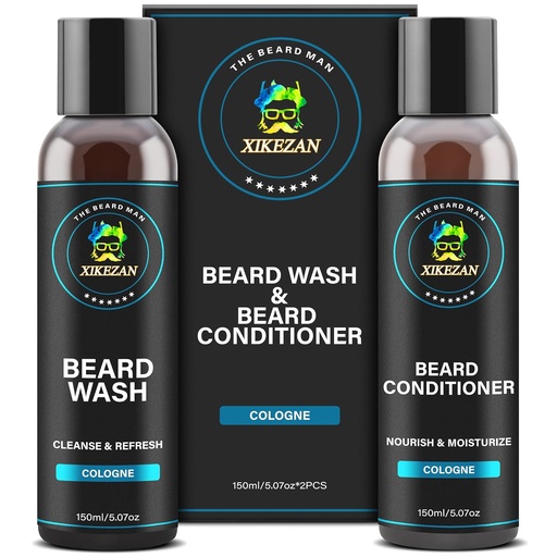 [BRSRMBIEO4IGKGT5] XIKEZAN Beard Wash & Beard Conditioner Natural Softener Set w/Argan & Jojoba Oils Smooths & Strengthens Christmas Stocking Stuffers Father Day Gifts for Men Him Dad Boyfriend Husband