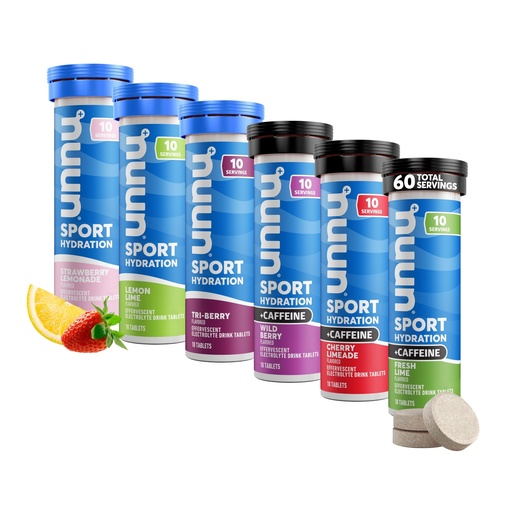 [BRSROCYDC4JWEEI7] Nuun Sport + Caffeine Electrolyte Tablets – Dissolvable in Water, Variety Pack | 5 Essential Electrolytes for Hydration | 1g Sugar Drink Mix | Vegan, Non-GMO | 6 Pack (60 Total Servings)