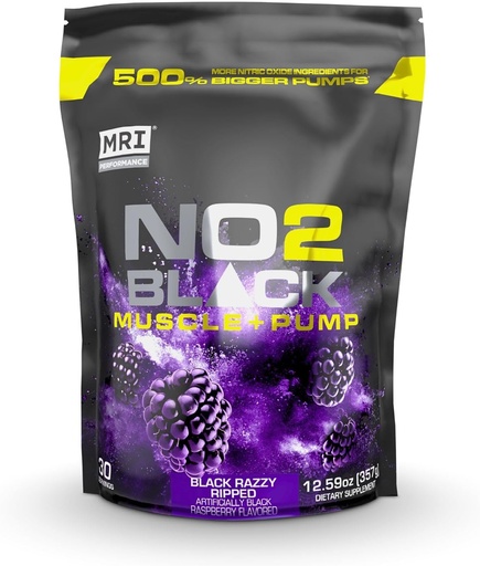 [BRSROEL2BF5BYE3A] MRI NO2 Black Nitric Oxide Supplement for Pump, Muscle Growth, Vasculariteit & Energy - Krachtige Stim-Free Pre-workout met Citrulline (30 Servings) (Black Razzy Ripped)