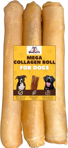 [BRSROBQ2OAORYYLL] Woofley's Extra Thick Collagen Roll (10-12 Inch - 3 PCS) - Chews for Dogs - Bully Stick Rawhide Alternative Dog Chews No Hide Bones for Medium & Large Dogs