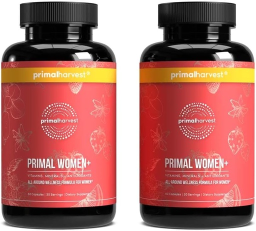 [BRSROAQQCEHRQC3D] Primal Harvest Multivitamin för kvinnor vitamin A, vitamin C, vitamin D och E, vitamin B12, B6, Biotin, Zink Supplements, 60 kapslar (Womens 2 Pack)