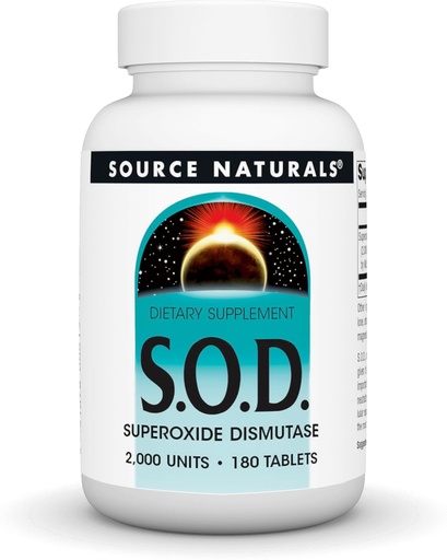 [BRSWIY35AQPBAEY5] Source Naturals S-O-D, Superoxide Dismutase - Dietary Supplement - 180 Tablets