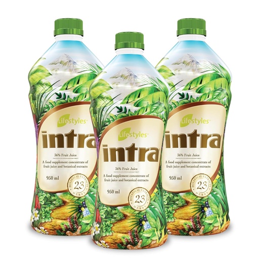 [BRSWYBAHCMHR4YDO] Lifestyles Intra Herbal Juice Drink – Botanical Beverage for Immune Support, Detox, Digestive & Cardiovascular Health – 23 Botanical Extracts – Made in Canada Trio Pack (950 mL /32 fl oz each)