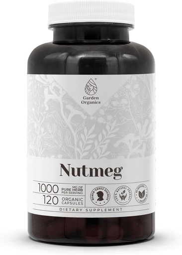 [BRSROZLQAR6WEFLZ] Nutmeg 120 Capsules | High-Potency Herbal Dietary Supplements | Made with Vegetable Capsules and Nutmeg (Rou Dou Kou, Myristica Fragrans) Dried Nut (120 Count)
