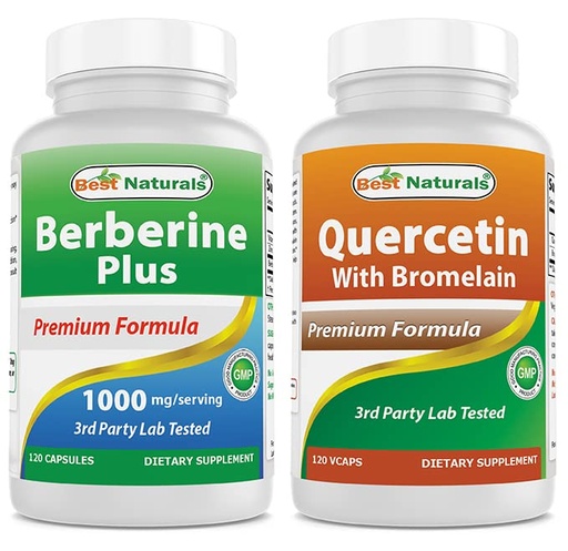 [BRSRMBT3DMIAIETJ] Best Naturals Berberine Plus 1000mg & Quercetin with Bromelain