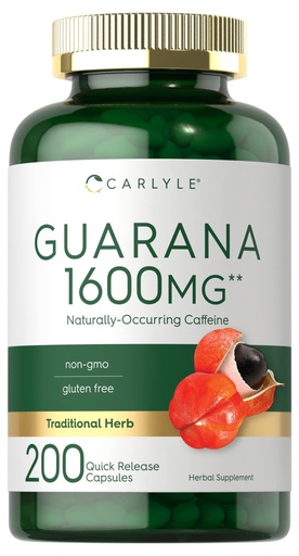 [BRSW2BQ2OACAEGT6] Carlyle Guarana Extract Capsules | 200 Count | Naturally Occurring Caffeine Supplement | Non-GMO, Gluten Free