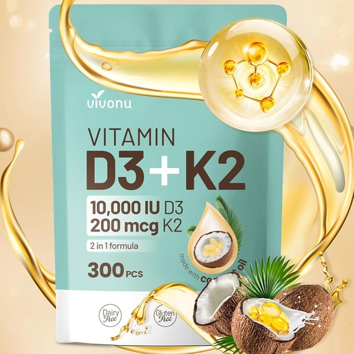 [BRSRAHY6CAGR42DZ] Vitamin D3 10000 iu Plus K2 (MK-7) 200 mcg