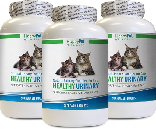 [BRSWGAI5DMDRUE3A] Cat Suplemento ITU - CAT Complexo Urinário Saudável - Solução ITU - Fórmula Natural - Anti - gato Incontinência Urinária - 3 Garrafas (270 Comprimidos)