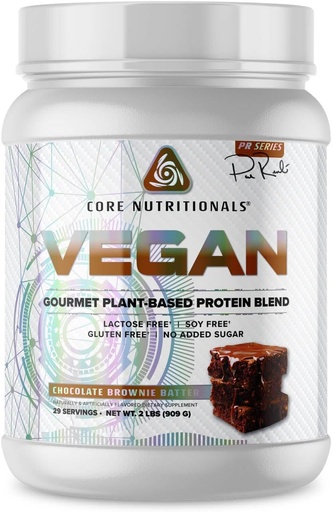 [BRSWYEANAAAQ43L4] Core Nutritionals Vegan Gourmet Plant Based Protein Blend | with Vegan BCAAs | Lactose, Soy, Sugar, & Gluten Free | 21g Pea Protein | 2 Pound (Chocolate Brownie Batter)