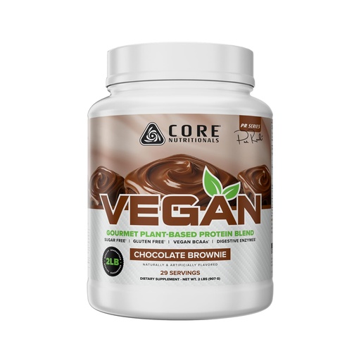 [BRSWYEANAAAQ43L4] Core Nutritionals Vegan Gourmet Plant Based Protein Blend | with Vegan BCAAs | Lactose, Soy, Sugar, & Gluten Free | 21g Pea Protein | 2 Pound (Chocolate Brownie)