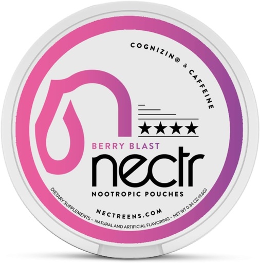 [BRSROGIHBAPWAHTP] Nectr Energy Nootropic Pouches - Berry Blast Flavored, Caffeine Pouches dengan Cognizin ® Citicoline. Sugar- Free Brain Treats. Lembut, Terus Fokus & Energi Suplemen - 1 Puck dari 16pcs